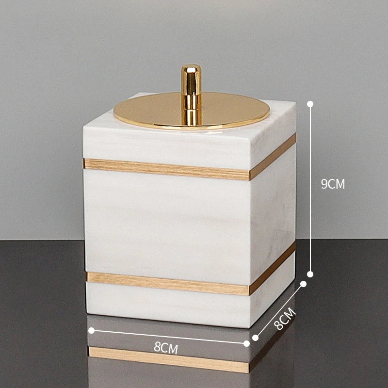 Volakos White Natural Marble Bathroom Accessories Golden Luxury Soap Dish Soap Dispenser Toothbrush Holder Tray Bathroom Set
