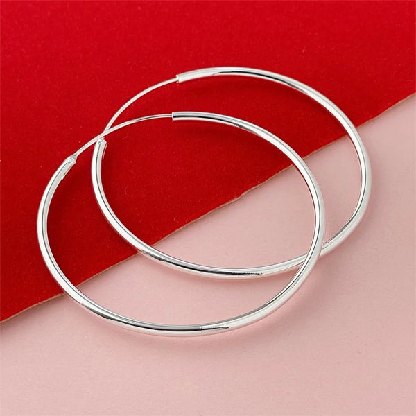 925 Silver 5cm Simple Glossy Earrings, Suitable For Wedding Festivals And Valentine's Day Gifts