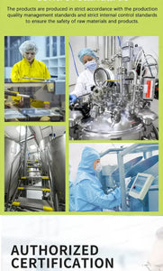 Collage of certified production processes ensuring safety and quality of raw materials in a manufacturing facility.