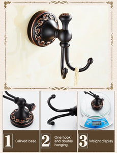Black Bronze Bathroom Accessories Carving Bath Towel Shelves Toilet Brush Holder Soap Holder Toilet Paper Holder Bath Hardware