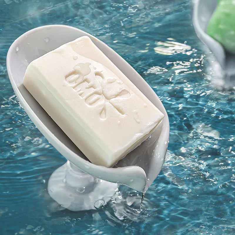 Suction Cup Soap dish For bathroom Shower Portable Leaf Soap Holder Plastic Sponge Tray For Kitchen Bathroom accessories