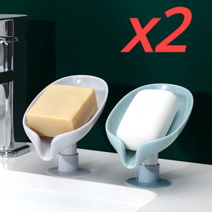 Suction Cup Soap dish For bathroom Shower Portable Leaf Soap Holder Plastic Sponge Tray For Kitchen Bathroom accessories