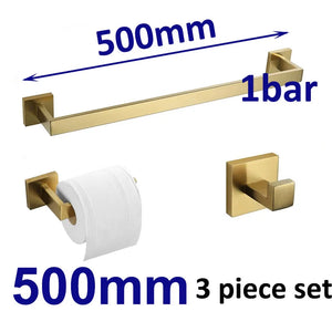 Stainless Steel Brushed Gold Towel Bar Rack Toilet Paper Holder Toilet Brush Robe Hook Soap Dish Bathroom Accessories Hardware