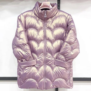 Glossy Bread Clothes Down Cotton Coat Female New Overcoat Wild Stand Collar Cotton Clothes Loose Winter Padded Jacket