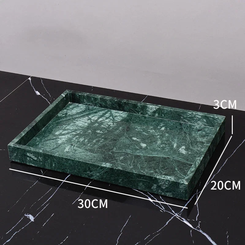 Wholesale Customized Dark Green Natural Marble Bathroom Set Nordic Light Luxury Tray Toothbrush Holder Soap Dispenser Kit