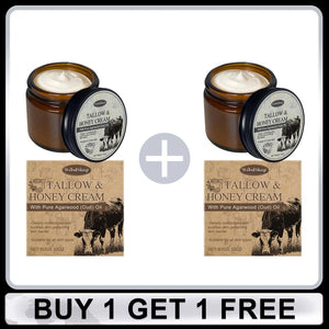 WOODSLEEP Tallow & Honey Cream, buy one get one free, nourishing body balm for dry skin.