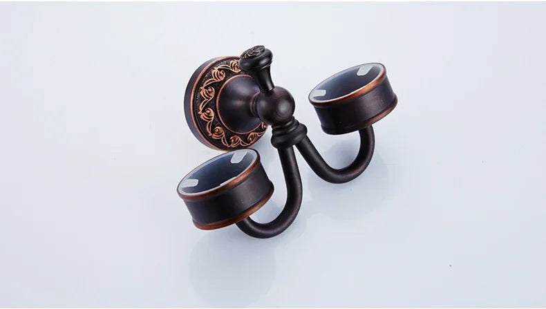 Black Bronze Bathroom Accessories Carving Bath Towel Shelves Toilet Brush Holder Soap Holder Toilet Paper Holder Bath Hardware