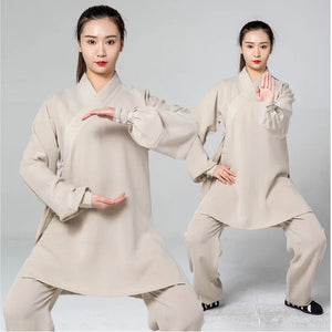 Women Chinese Traditional Cotton Linen Clothing Wudang Tai Chi Practice Martial Art Uniform Taoist Kung Fu Top and Pants Set