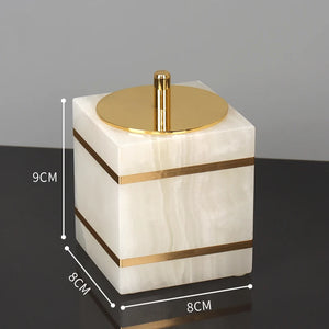 White Onyx Natural Marble Bathroom Accessories Luxury Golden Soap Dispenser Toothbrush Holder Soap Dish Tray Set for Bathroom