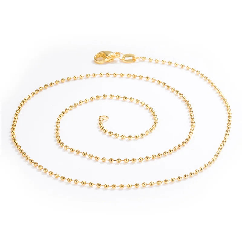 New Necklace 18k Gold Necklace Light Bead Gold Chain Women's Jewelry Necklace Wedding Party Gift Jewelry Lobster Clasp