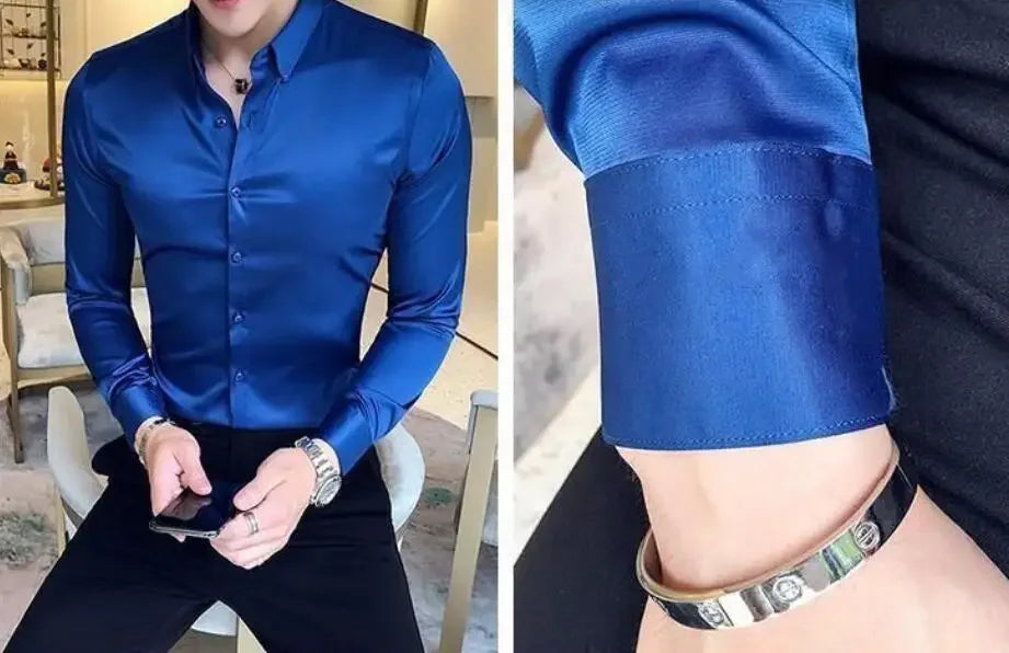 Clothing Muscle Long Sleeve Man Tops Business Shirts And Blouses For Men Black Plain With Sleeves Luxury Fashion 2024 Luxury Xxl