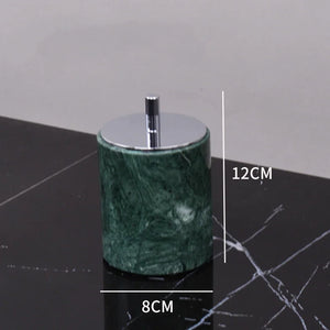 Wholesale Customized Dark Green Natural Marble Bathroom Set Nordic Light Luxury Tray Toothbrush Holder Soap Dispenser Kit