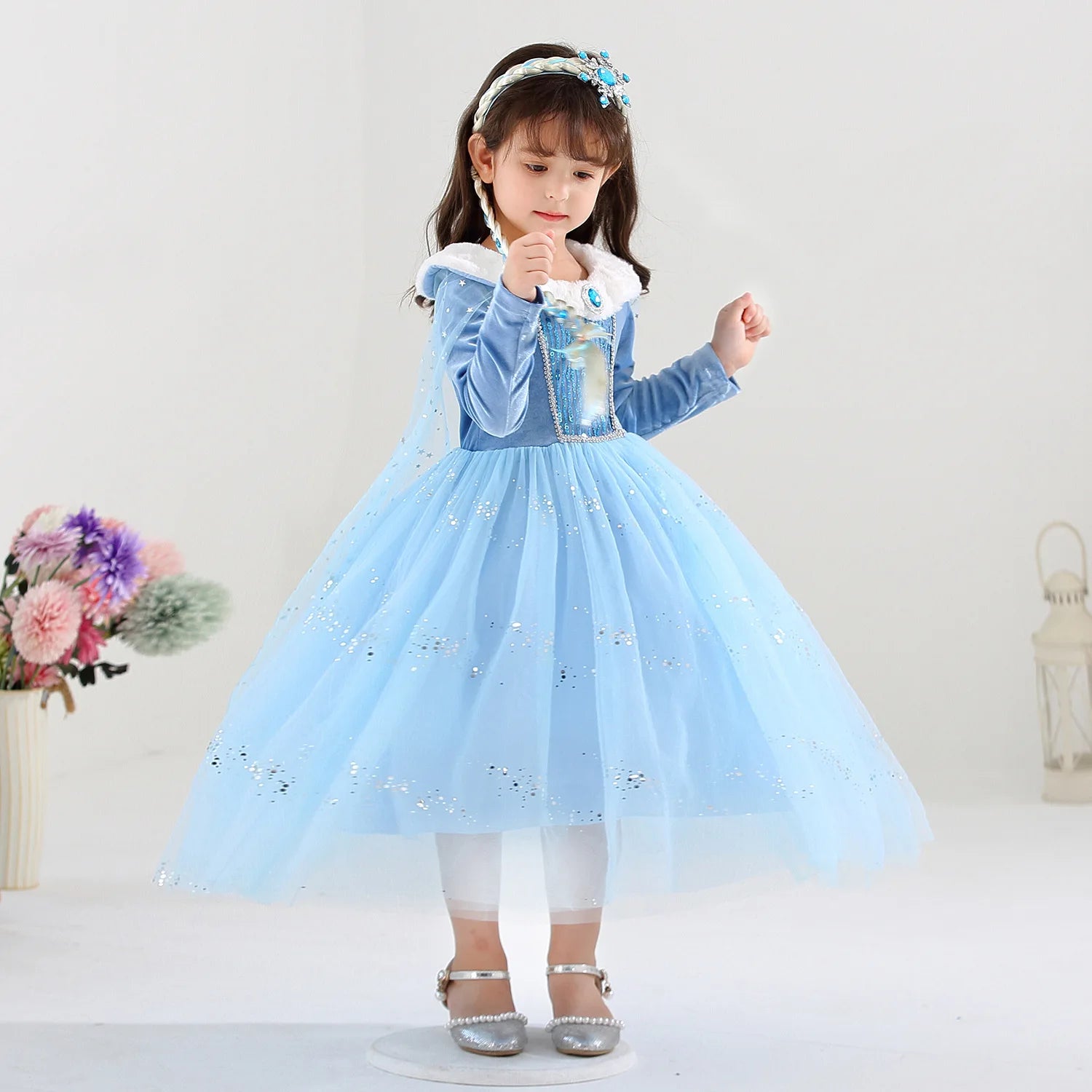 Girl Clothes Princess Cloak Hooded Coat Cape Cinderella Fancy Party Costume Clothes Winter Christmas New Year Children Dress