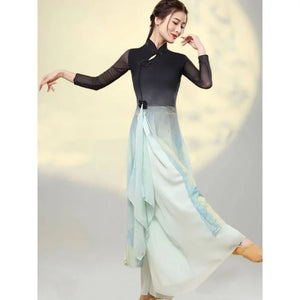Classical Dance Clothss Women Cheongsam Charm Yarn Clothing Chinese Folk Dance Stage Performance Practice Costumes Daily Clothes