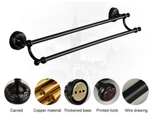 Black Bronze Bathroom Accessories Carving Bath Towel Shelves Toilet Brush Holder Soap Holder Toilet Paper Holder Bath Hardware