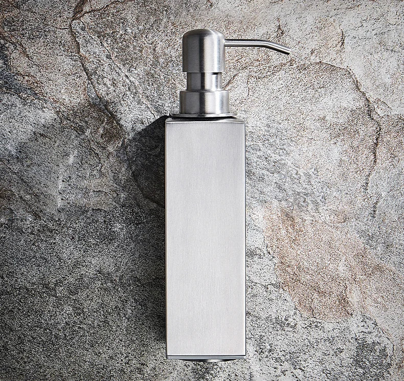 Stainless Steel Bathroom Accessories Liquid Soap Dispensers Single Bottle 200ml Perforated Installation Modern Minimalist Design