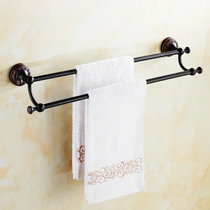 Black Bronze Bathroom Accessories Carving Bath Towel Shelves Toilet Brush Holder Soap Holder Toilet Paper Holder Bath Hardware