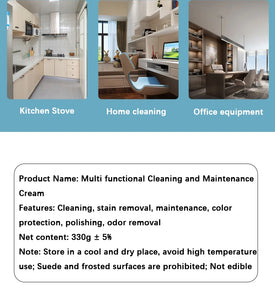 Multi-functional Cleaning and Maintenance Cream for cleaning, stain removal, and odor protection in homes and offices.