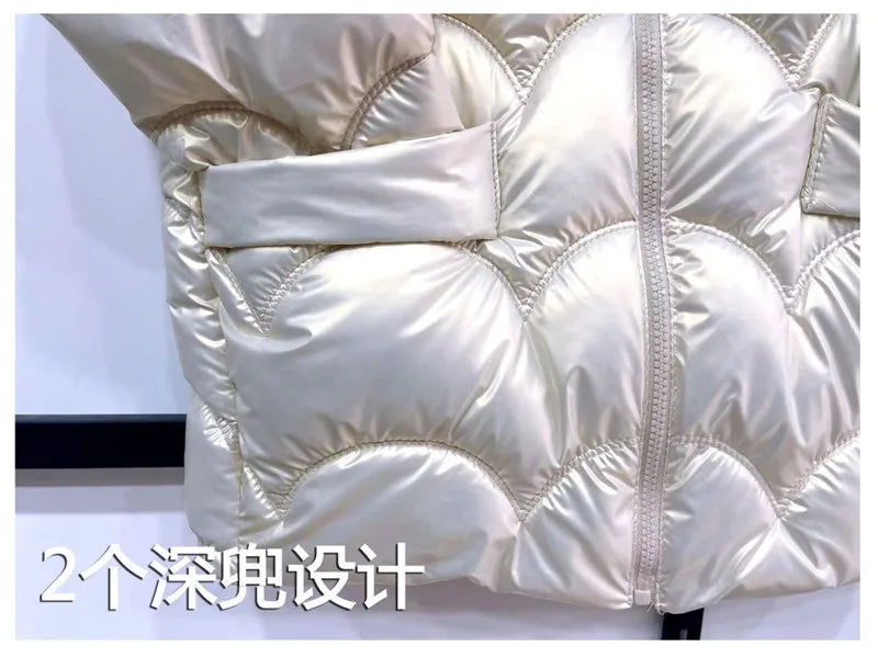 Glossy Bread Clothes Down Cotton Coat Female New Overcoat Wild Stand Collar Cotton Clothes Loose Winter Padded Jacket