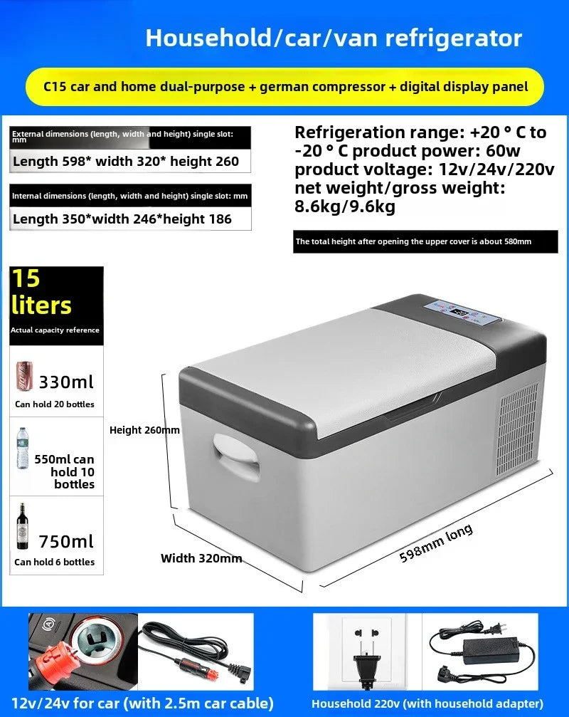 12V/24V/220V 15L Mini Fridge Compressor Refrigeration  Car RefrigeratoSPECIFICATIONSBrand Name: NoEnName_NullHign-concerned Chemical: NoneItem Type: RefrigeratorsOrigin: Mainland Chinaapplications: generalcustomized processing: yesexteMini Fridge Compressor