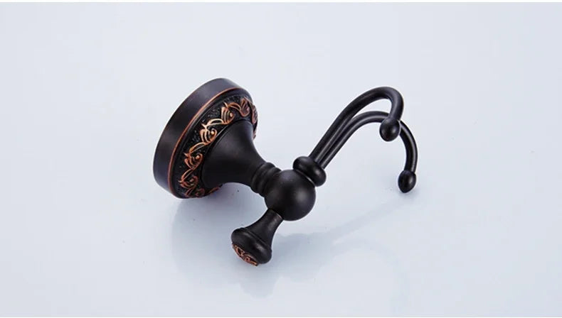 Black Bronze Bathroom Accessories Carving Bath Towel Shelves Toilet Brush Holder Soap Holder Toilet Paper Holder Bath Hardware