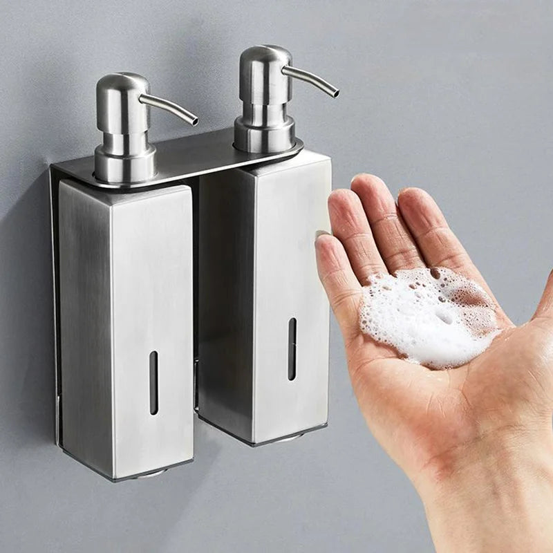 Stainless Steel Bathroom Accessories Liquid Soap Dispensers Single Bottle 200ml Perforated Installation Modern Minimalist Design
