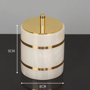 White Onyx Natural Marble Bathroom Accessories Luxury Golden Soap Dispenser Toothbrush Holder Soap Dish Tray Set for Bathroom