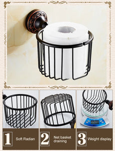 Black Bronze Bathroom Accessories Carving Bath Towel Shelves Toilet Brush Holder Soap Holder Toilet Paper Holder Bath Hardware