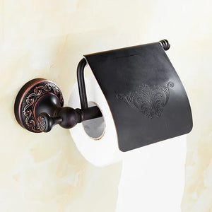 Black Bronze Bathroom Accessories Carving Bath Towel Shelves Toilet Brush Holder Soap Holder Toilet Paper Holder Bath Hardware