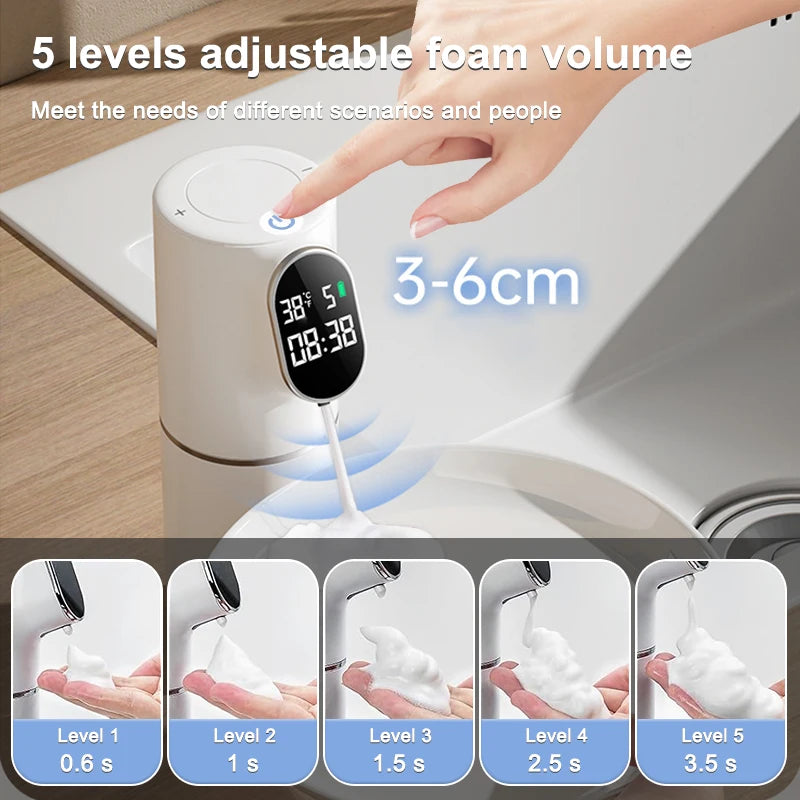 320ml Touchless Soap Foam Dispenser 5 Gear Smart Temperature Time Display Automatic Infrared Sensor Soap Dispensers Hand Washer