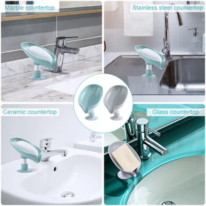 Suction Cup Soap dish For bathroom Shower Portable Leaf Soap Holder Plastic Sponge Tray For Kitchen Bathroom accessories