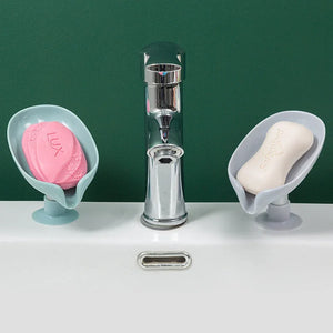 Suction Cup Soap dish For bathroom Shower Portable Leaf Soap Holder Plastic Sponge Tray For Kitchen Bathroom accessories