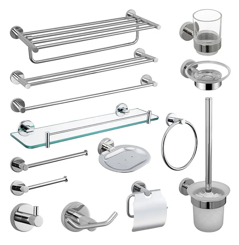 Mirror Chrome Bathroom Hardware 304 Stainless Steel Towel Rack Toilet Paper Holder Soap Holder Towel Bar Toilet Accessories