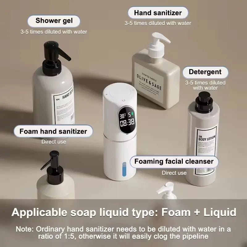 320ml Touchless Soap Foam Dispenser 5 Gear Smart Temperature Time Display Automatic Infrared Sensor Soap Dispensers Hand Washer