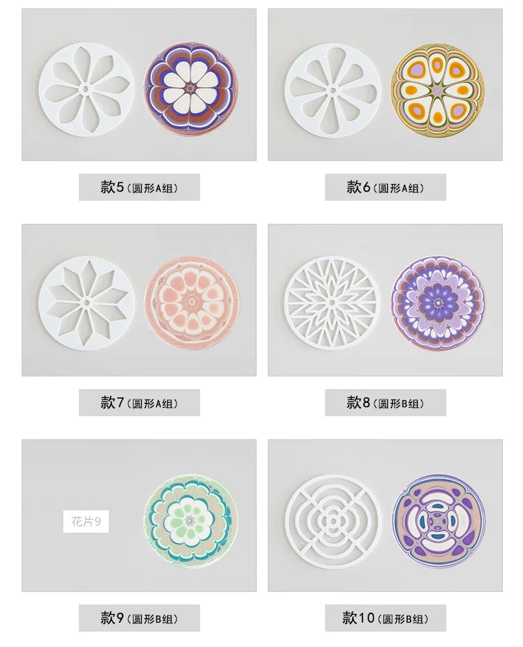 Round Square Acrylic Pull Through Soap Shapers Set, Mold Mould, Kaleidoscope Flower Plates for Rendering Soap Making Supplies Ki