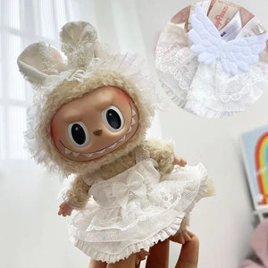 Only Clothes Cloth Blind Box Pendant Baby Clothes Cartoon Cute Plush Two-Piece Small Satchel Suit Vinyl Doll Conjoined Dress.