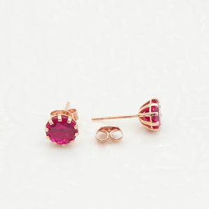 Ruby ear studs585 purple gold jewelry inlaid 14K rose gold round new luxury charm earrings for women engagement wedding gift