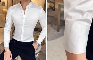 Clothing Muscle Long Sleeve Man Tops Business Shirts And Blouses For Men Black Plain With Sleeves Luxury Fashion 2024 Luxury Xxl