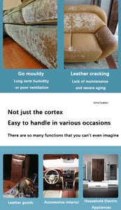 Image showcasing leather damage, highlighting issues like mildew and cracking, indicating the importance of maintenance and versatility.