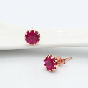 Ruby ear studs585 purple gold jewelry inlaid 14K rose gold round new luxury charm earrings for women engagement wedding gift