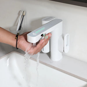 SINLAKU Bathroom Basin Sensor Faucet With Foam Soap Dispenser Deck Mounted Single Hole Stream Outlet Touch Free Mixer Taps