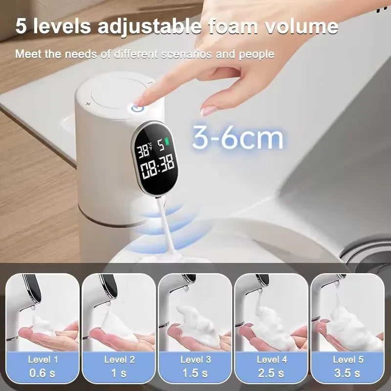 320ml Touchless Soap Foam Dispenser 5 Gear Smart Temperature Time Display Automatic Infrared Sensor Soap Dispensers Hand Washer