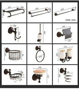 Black Bronze Bathroom Accessories Carving Bath Towel Shelves Toilet Brush Holder Soap Holder Toilet Paper Holder Bath Hardware