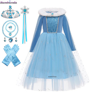 Girl Clothes Princess Cloak Hooded Coat Cape Cinderella Fancy Party Costume Clothes Winter Christmas New Year Children Dress
