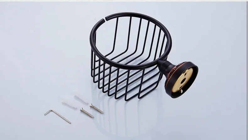 Black Bronze Bathroom Accessories Carving Bath Towel Shelves Toilet Brush Holder Soap Holder Toilet Paper Holder Bath Hardware
