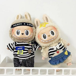 Only Clothes Cloth Blind Box Pendant Baby Clothes Cartoon Cute Plush Two-Piece Small Satchel Suit Vinyl Doll Conjoined Dress.