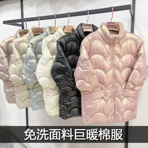 Glossy Bread Clothes Down Cotton Coat Female New Overcoat Wild Stand Collar Cotton Clothes Loose Winter Padded Jacket
