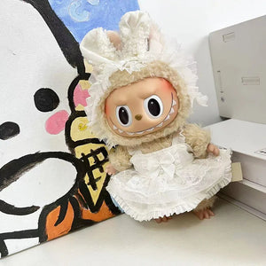Only Clothes Cloth Blind Box Pendant Baby Clothes Cartoon Cute Plush Two-Piece Small Satchel Suit Vinyl Doll Conjoined Dress.
