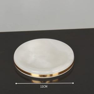 White Onyx Natural Marble Bathroom Accessories Luxury Golden Soap Dispenser Toothbrush Holder Soap Dish Tray Set for Bathroom
