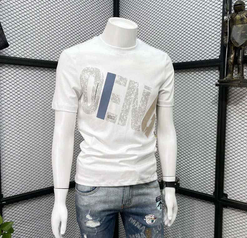 Clothing T Shirt For Men Wholesale Alphabet Man Tee Shirts Graphic Cotton Slim Fit Watercolor Streetwear Kpop Music Xl S Top